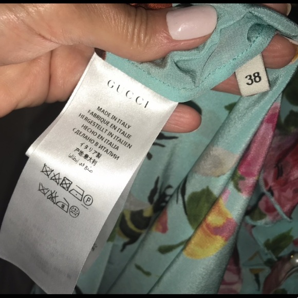 Gucci Couture Ruffle Turquoise Floral Blouse - Picture 8 of 8